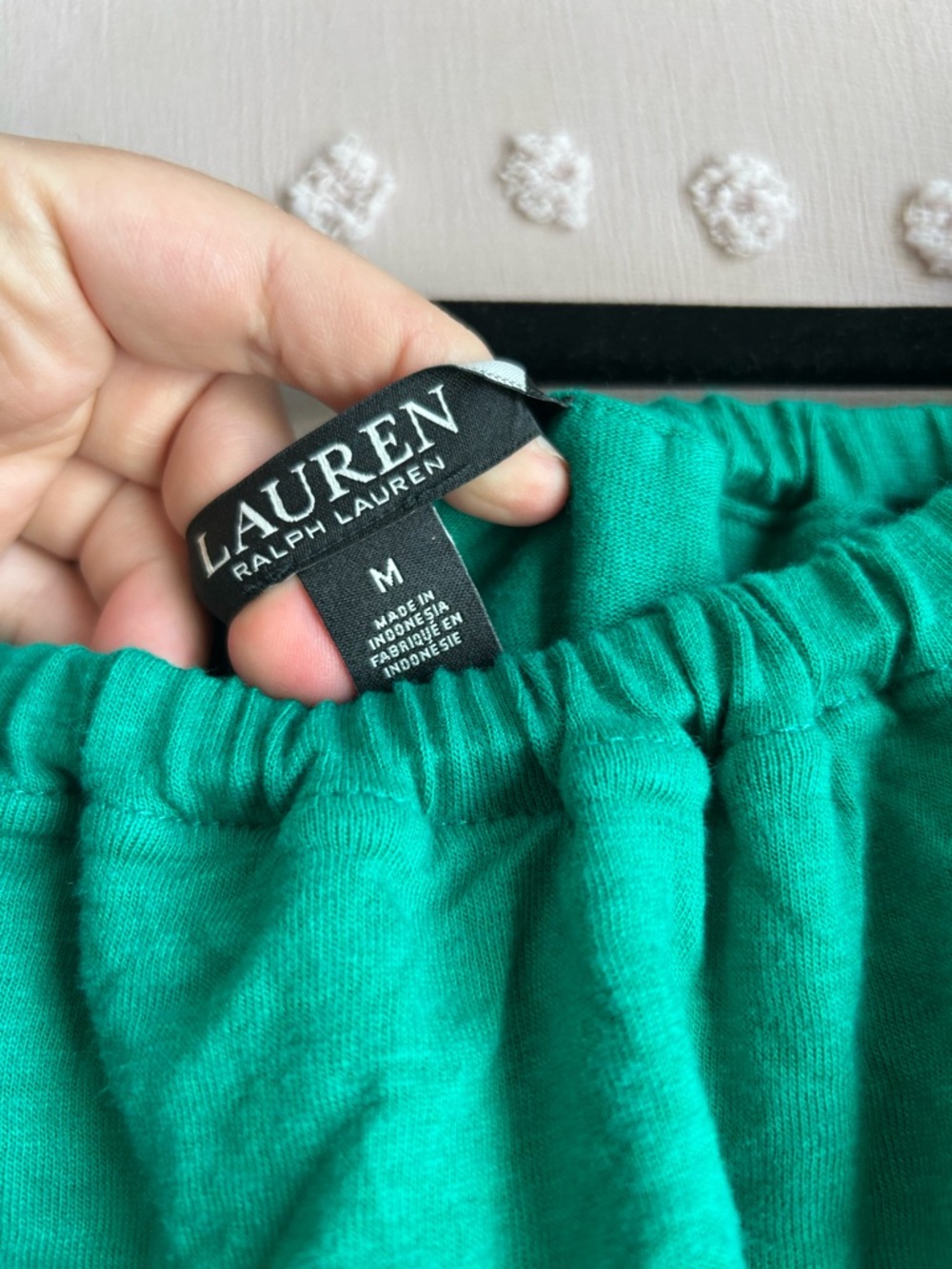 NWT Lauren Ralph Lauren Black Label Off the Shoulder Ruffle Jersey Sz M Green - Picture 3 of 5